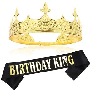 Semato Birthday King Crown and 30th Birthday King Sash Kit for Men 30th Birthday Decorations for Men Birthday Gifts for Him (30th)
