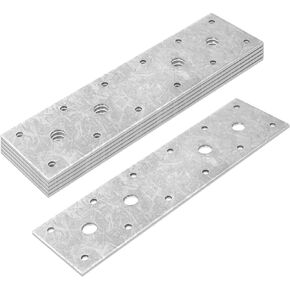 6 Pack 8-5/8 × 2-3/8 inch Flat Tie Plate Mending Plate Bracket, Hot Dip Galvanized Steel Joint Plates, Metal Corner Brace Repair Fixing Bracket Connector for Wood Timber, 2.8 mm Thickness