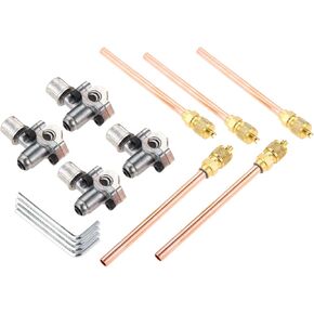 Piercing Valve Kit, 4 Packs BPV-31 Refrigerator Tap Valve, 5Pcs Access/Service Valve 1/4'' SAE x 1/4'' OD x 4'' Stem Core for 1/4", 5/16", 3/8" Outside Diameter Universal Refrigerator Tube