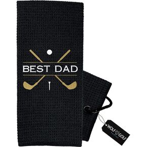 Wolf Golf Towels - Best Dad Golf Towel - Golf Accessories for Men - Golf Gifts for Men - Embroidered Funny Golf Towel