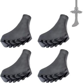 Trekking Pole Tip Protector Replacement - Hiking Sticks Rubber End Cap Shock Absorbing Accessories for Most Standard Walking Sticks, 4 Pcs