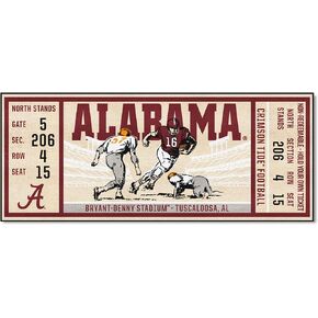FANMATS 23178 Alabama Crimson Tide Ticket Design Runner Rug - 30in. x 72in. | Sports Fan Area Rug, Home Decor Rug and Tailgating Mat