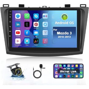 (1+32G) for 2010-2013 Mazda 3 Android 13 Radio, Roinvou 9 Inch Touch Screen Radio Dash Kit with Backup Camera, in-Dash GPS Navigation Support Mirror Link Bluetooth WiFi FM