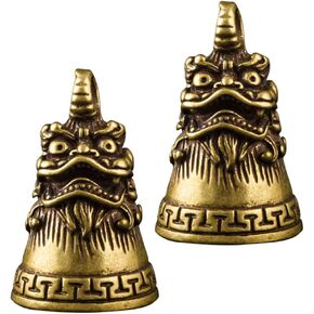 Brass Feng Shui Protection Bell: 2pcs Good Luck Sleigh Bells Ornament Tibetan Buddhist Meditation Bell Antique Copper Wedding Bells Gold Service Bell