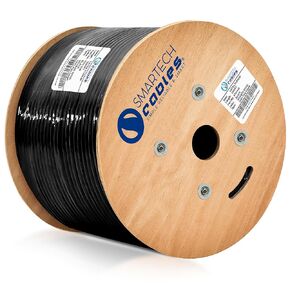 Smartech Cables Cat6A Plenum Cable 1000ft - Certified 100% Solid Pure Copper Cat 6a Ethernet Cable – 23 AWG, 750 MHz, PoE++ - Unshielded Twisted Pair (UTP) - 10 GB High Speed for Networking & Gaming