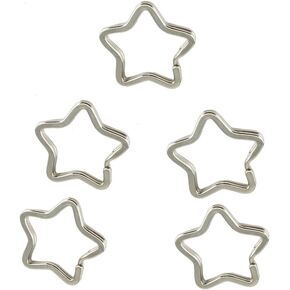 yueton Pack of 50 Metal Star Shaped Split Ring Key Ring Key Holder Keyfob Accessories Connector Keychain Keyring
