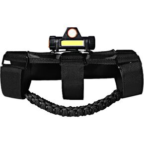Chemini Jeep Wrangler Handles Grabsr with Dome Light for Jeep Accessories Premium Paracord Grip Handles Fit 2.0-4.0 inch Rods CJ YJ TJ JK JL & Jeep Gladiator JT 1945-2021, with 2 Mode Lights, Red-1pcs