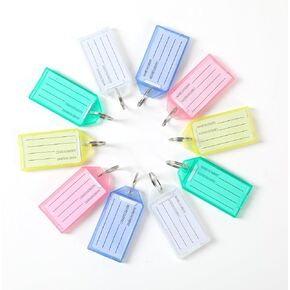 H&W 50 Pack Plastic Key Tags with Container, Key Labels with Ring and Label Window, 5 Colors