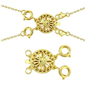 Necklace Layering Clasps Layered Necklaces Bracelet Separator Multiple Necklace Connectors Clasp Safety Locking Jewelry Clasps Chain Extender for Women(1 Pcs - 2 Silver)