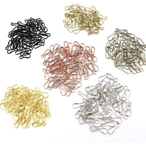 304 Stainless Steel Metal Clip Spring Clasps Hooks Rust-Proof Lanyard Closures Snap Clip Hooks for Key Chain ID Card Purse DIY Curtains - 0.78"(20mm) 200 Pcs (Black-240Pcs)
