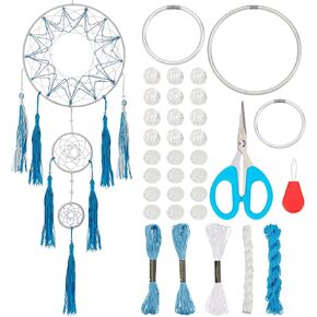 Blue Dream Catcher Kit Make Your Own Dreamcatcher Kit Dream Catcher Wall Hanging Kit with Tassel Instruction Included for Bedroom Wall Decor Nursery Room Wedding Party