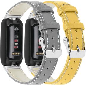FitTurn 2PACK Leather Bands Compatible for Fitbit Inspire 3 Classic Wristbands Accessories Strap Replacement Band for Fitbit Inspire 3 Fitness Tracker Women Men