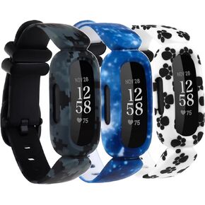 Compatible with Fitbit Ace 3 Bands for Kids, Soft Pattern Printed Floral Band Accessories Wristbands Replacement for Fitbit Ace 3 Boys Girls