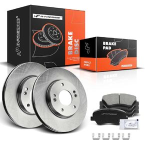 A-Premium 11.02 inch (280mm) Front Drilled and Slotted Disc Brake Rotors + Ceramic Pads Kit Compatible with Select Hyundai and Kia Models - Elantra, Elantra Coupe/GT, For Veloster, Forte, Forte5