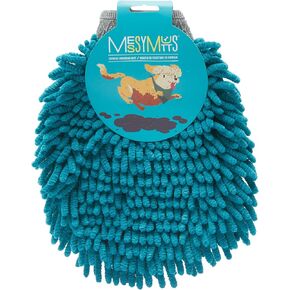 Messy Mutts Microfiber Grooming Mitt | Chenille Microfiber Dog Shammy Mitt | Machine Washable Paw Cleaner | Blue in Kuwait