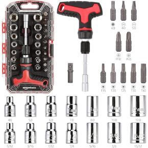 Amazon Basics 27-Piece Magnetic T-Handle Ratchet Wrench and Screwdriver Set