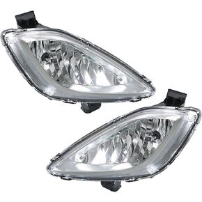 WFLNHB 1 Pair Fog Lights Assembly Replacement for 2011-2013 Hyundai Elantra Clear Lens with Bulbs Wiring Harness & Switch Front Bumper Driving Lamps Fog Lights Assembly (Driver & Passenger Side)