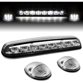 DNA Motoring CBL-CSIL02-CH-B LED Cab Roof Top Lens Center Light with Pair Side Lamp