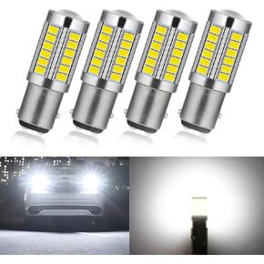 4 Pack Car LED Turn Tail Brake Signal Light, 1157 Standard P21W BA15S Waterproof Energy Saving Bulb,Reversing Light,for Interior RV Camper Trailer Lighting Reverse Lights (White)