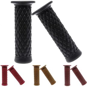 Motorcycle Handles Grips - Non Slip Rubber Motorcycle Grips for Harley Honda Yamaha Suzuki Kawasaki (Black)
