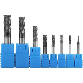 8pcs 2-12mm Square Nose End Mills 4 Flutes Carbide End Mill Set Tungsten Steel Milling Cutter Tool Kit
