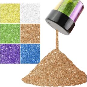Fine Glitter, Glitter Powder, 6 Colors x 13g Each Color/Jar, Craft Glitter for Painting, DIY Epoxy Resin Crafts Making, Nails Body Face Hair Makeup, Scrapbook