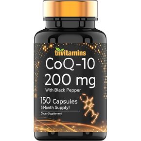 Ultra Potent CoQ-10 200 MG - 150 Capsules with Black Pepper Extract | 5 Month Supply! | Powerful Free Radical Fighting Antioxidant | Max Absorption Rapid Release Capsules | Coenzyme Q-10