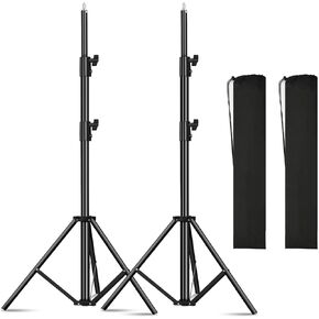 2pack Heavy Duty Light Stand 9.2ft / 110" Aluminum Spring Cushioned Tripod Lighting Stands Max Loading:10KG Adjustable 94cm-280cm with Carry Bag for Photography Softboxes Umbrella Studio Shooting