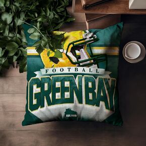 Classic Football Style Cleveland Throw Pillow Covers 16 x 16 Inch Linen Material Pillow Case Decoration for Home Sofa Couch