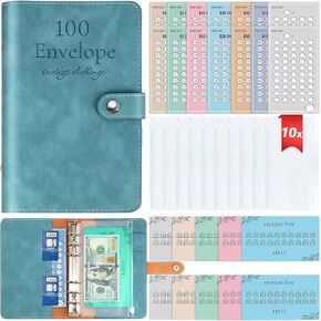 100 Envelopes Challenge Budget Binder, A6 Money Saving Binder with Upgraded Cash Envelopes, Budget Savings Challenge Book with 24 Money Saving Trackers to Save $5050, 500, 1000, 10000 etc