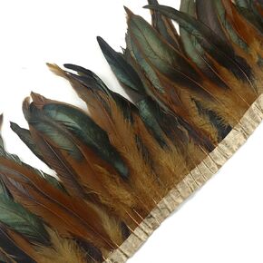Pack of 2 Yards Fringe Rooster Feathers 6-8"/8-10"inch Width Craft Feathers for DIY Wedding Dress Home Party Decorations