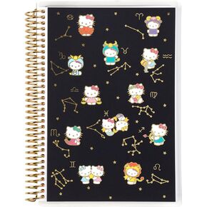 دفتر ملاحظات Erin Condren A5 حلزوني ملفوف Hello Kitty Daily Kindness and Joy (ملف ذهبي)، غطاء قابل للتبديل مع 160 صفحة، 80 ورقة من ورق Mohawk الثقيل 80#