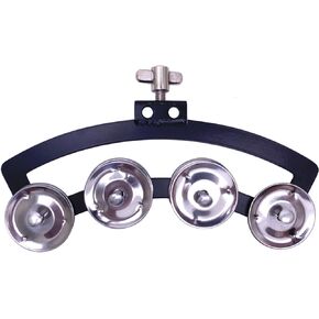 Percussion Snare Tambourine with 4pair Double Row Metal Jingles Fit for Drum Set (10-12 Inch)