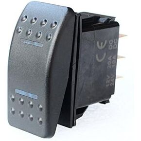 IP68 Marine Boat Car Rocker Switch (On)-Off-(on) Momentary Blue LED DPDT/7pin 12v/24v