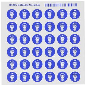 Brady 58545 Right-To-Know Pictogram Labels , Blue On White, 3/4" Width x 5/8" Height, Pictogram "Vapor Respirator" (36 Per Card, 1 Card per Package)