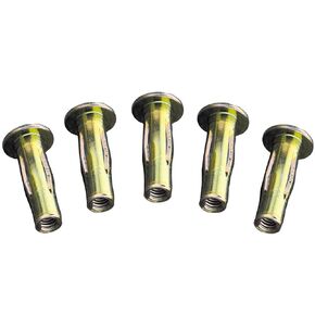 Steel PRE-BULBED Shank 1/4-20 (.020-.280 Grip) Multi Grip Cross Rivet Nut Gold Zinc Finish (Pack of 100)
