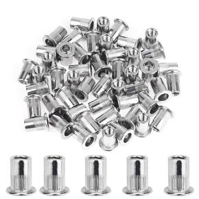 50 Pieces 1/4"-20 Stainless Steel Rivet Nuts Flat Head Threaded Insert Nutsert