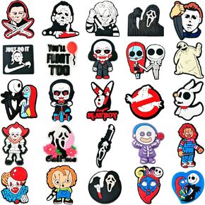 horror themed shoe decorations for charm, Halloween themed shoe decorations for children, teenagers, and adults, Gothic sandals, wristbands, bracelets, and ghost shoe decorations
