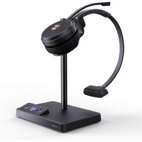 Yealink WH62 Mono Wireless Headset for Microsoft Teams, DECT Work Headset with 2X Noise Canceling Mic for IP Phone and Computer, Single Ear Headset with 13 Hrs Talk Time, Wireless Range Up to 525 ft
