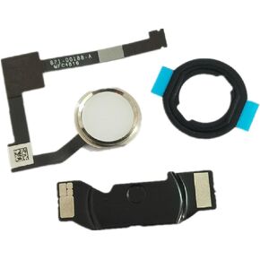 Home Button Flex Cable Assembly + Home Key Rubber Gasket and Spacer Holder for iPad Air 2, Pro 12.9 inch 2015, Mini 4,(White)