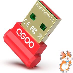 USB Bluetooth Adapter for PC - QGOO Bluetooth Dongle 5.3 EDR, Wireless Bluetooth Receiver for Desktop Computer Laptop Bluetooth Windows 8.1/10/11（red-045）