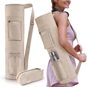 Yoga Mat Bag - Yoga Mat Carrier with Adjustable Strap, Yoga Bag for Mat, Yoga Mat Bag Carrier for Standard Size Mats, Yoga Mat Bags, Yoga Mat Carrier for Men and Women, Carrying Bag, Beige