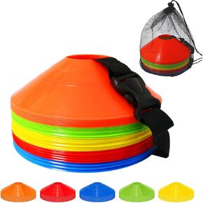 50 Pack 7.5inch Agile Soccer Basketball Cones with Portable Bags and Strap,Suitable for Football Training,Cones for Sports Training, Football Soccer Cones, 5 Color