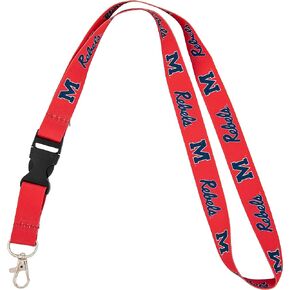 Desert Cactus University of Mississippi Rebels Ole Miss U of M Car Keys ID Badge Holder Lanyard Keychain Detachable Breakaway Snap Buckle (Red)