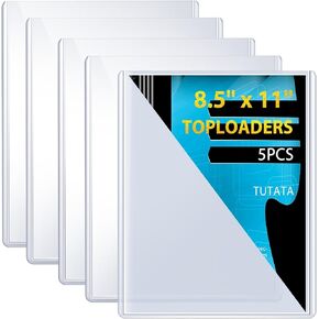 5 PCS Page Protectors Heavy Duty, 8.5×11 Top Loader, Clear Document Holder, Hard Plastic Sleeves with Film, Protectors for Paper, Posters, Awards, Certificates and Cards