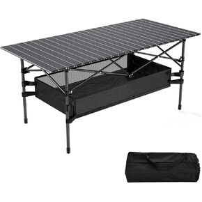 Folding Camping Table Portable Folding Table with Large Storage and Carrying Bag, Suitable for Indoor, Outdoor, Camping, Backyard, BBQ, Party, Patio, Beach, Picnic,