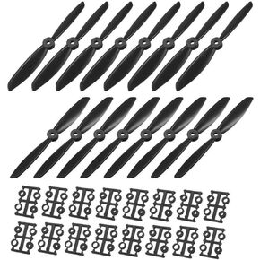uxcell RC Propellers CW CCW 6045 6x4.5 Inch 2-Vane Quadcopter for Airplane Toy, Nylon Black 8 Pairs with Adapter Rings