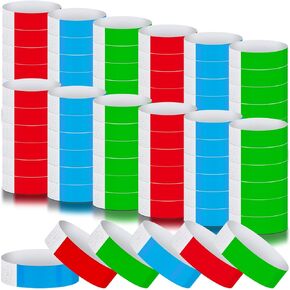 Tudomro 2400 Pack Neon Paper Wristbands Bulk - Waterproof, Lightweight, Adhesive - Concert, Events, Party for Hand Wrist Arm Identification(Multicolor)