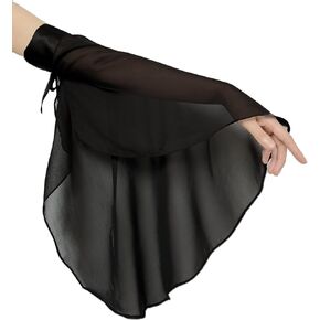 Womens Long Tulle Opera Gloves Victorian Chiffon Sleeves Arm Cover Gloves Long Pageant Gloves for Wedding Costume