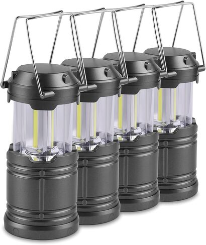 4 عبوات من فوانيس التخييم التي تعمل بالبطارية، مصابيح COB LED للتخييم لانقطاع التيار الكهربائي، والطوارئ المنزلية، والتخييم، والمشي لمسافات طويلة، والإعصار، (البطاريات غير متضمنة) in Kuwait